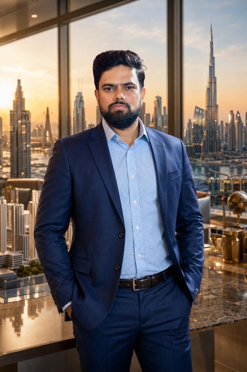 Varun Kumar Gupta overlooking an international real estate market